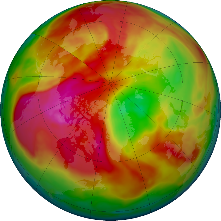 Arctic ozone map for 03 March 2024